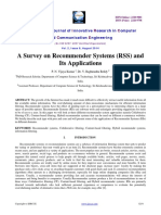A Survey On Recommender Systems (RSS) and Its Applications
