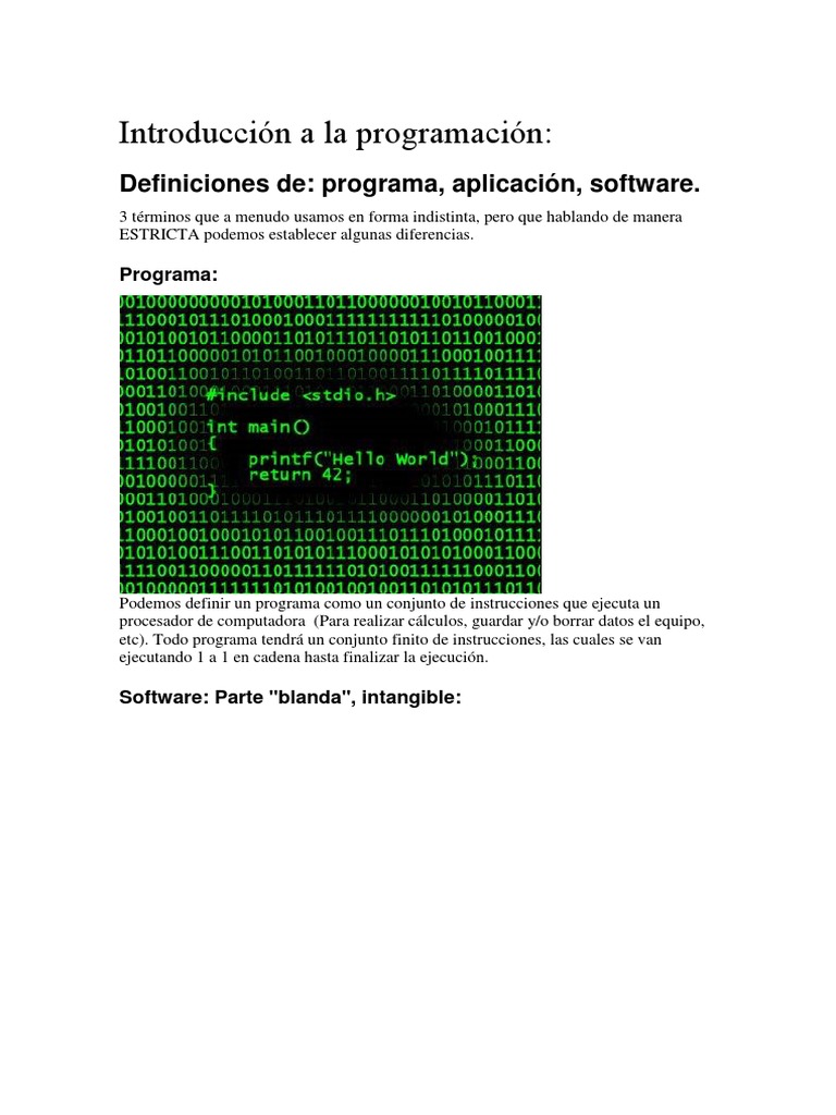 Definición de Programas y Aplicaciones | PDF | Lenguaje de programación ...