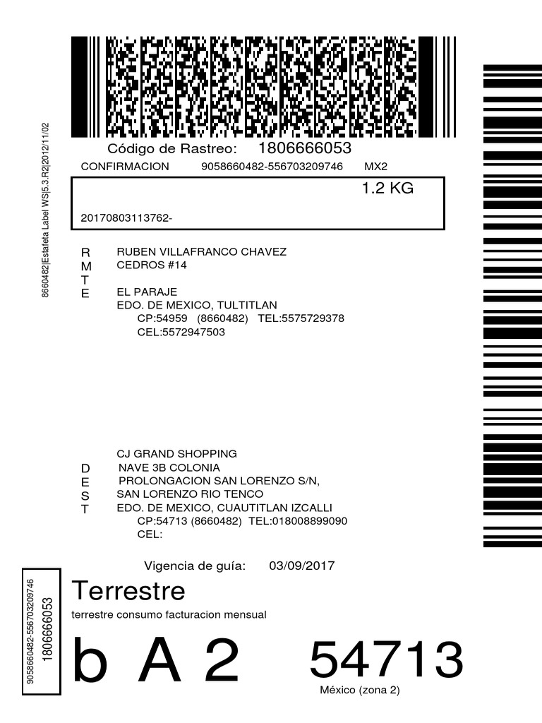 Terrestre: Código de Rastreo | PDF