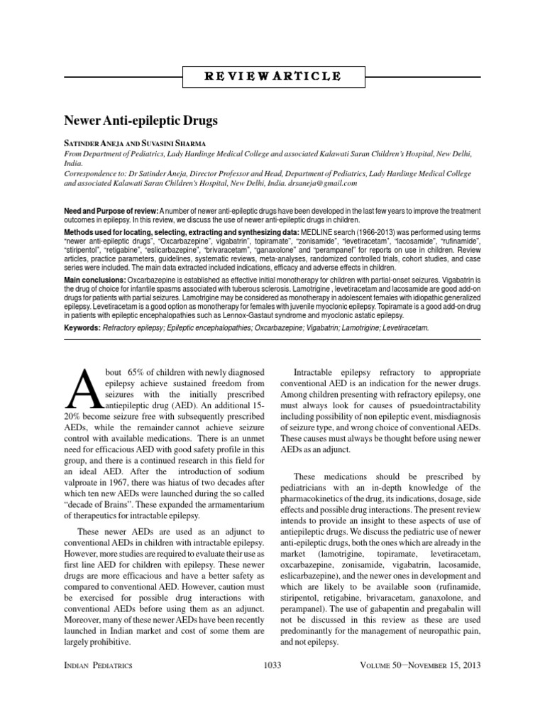 New Antiepileptic Drugs for Children | PDF | Epilepsy | Medical Treatments