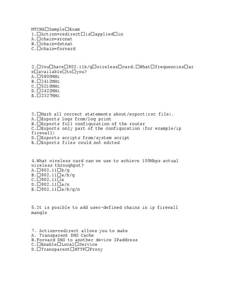 Mtcna Sample Exam Router Computing Ip Address