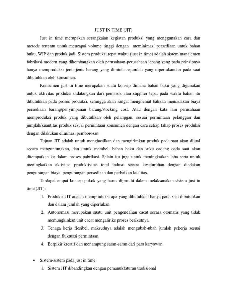 Just in Time & TQM | PDF | Bisnis