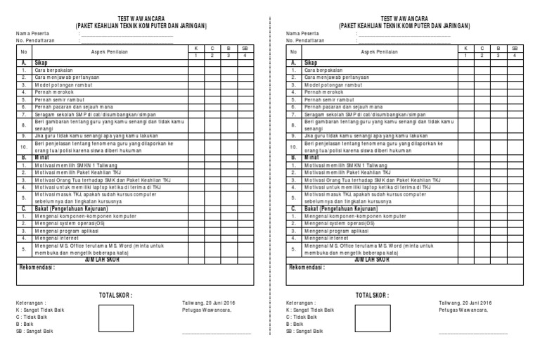 Test Wawancara Ppdb Smk Tkj 2016