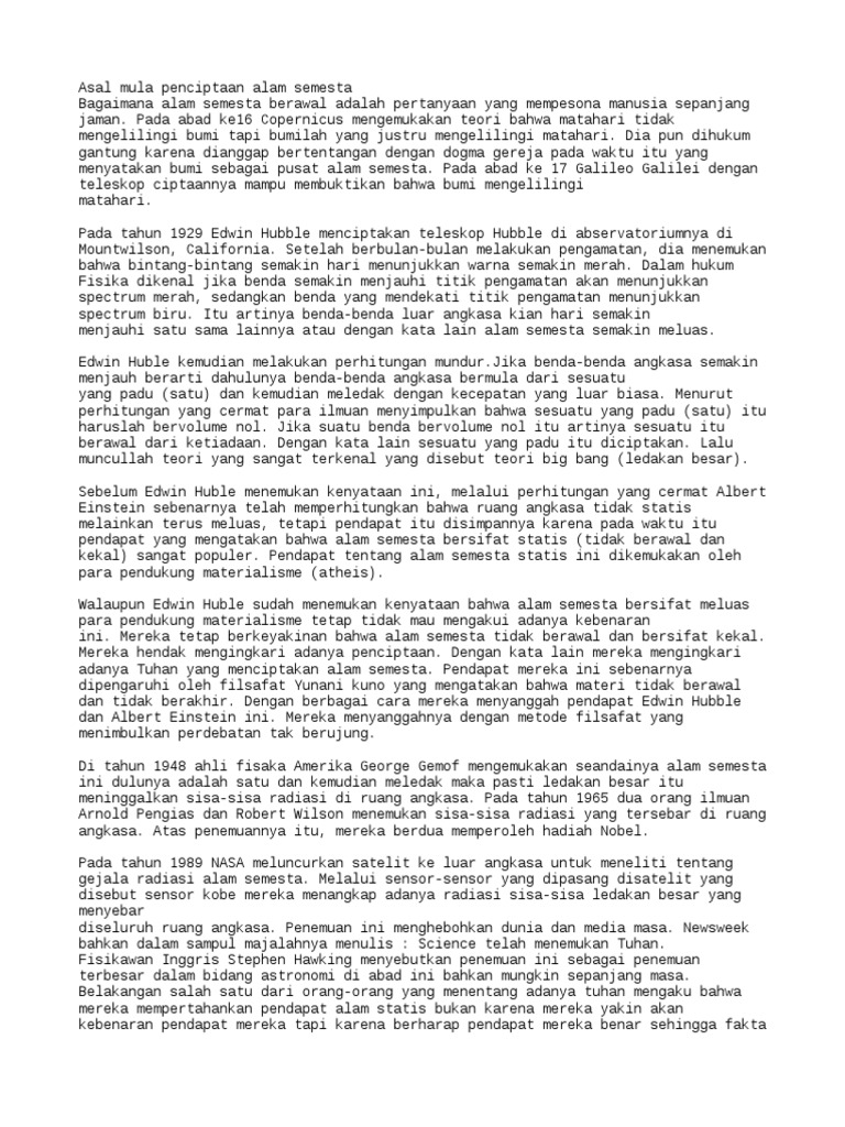 Asal Mula Penciptaan Alam Semesta