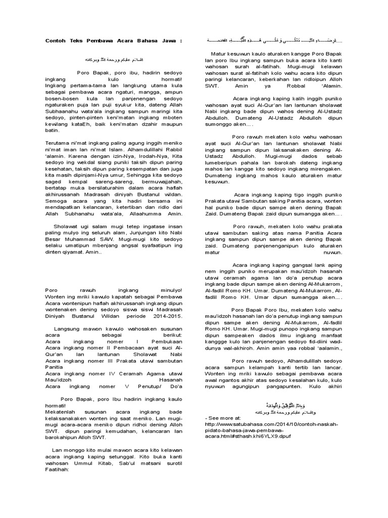 35++ Contoh Susunan Acara Bahasa Jawa yang baik dan benar