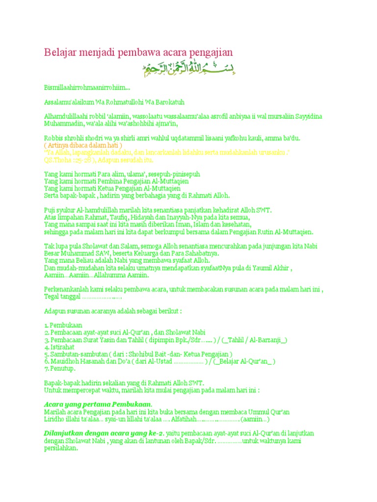 Belajar Menjadi Pembawa Acara Pengajian