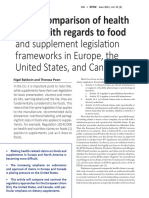 General Comparison of Health Claims With Regards To Food and Supplement Legislation in Europe, US, and Canada