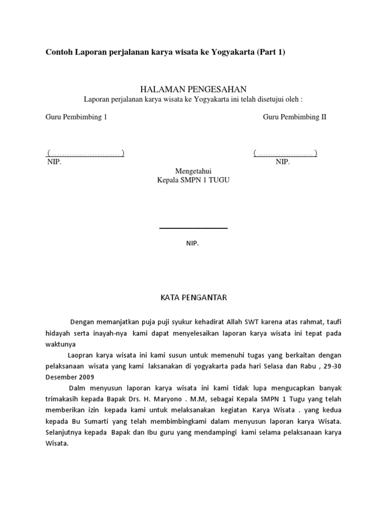 Contoh Laporan Perjalanan Karya Wisata Ke Yogyakarta Pdf
