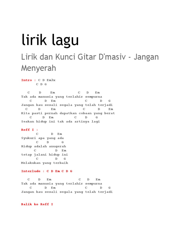 Lirik Lagu Syukuri Apa Yang Ada Mudah