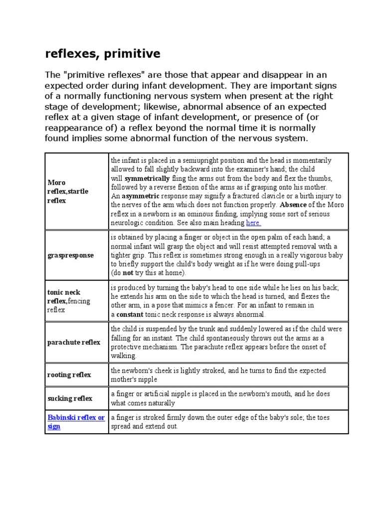 Understanding Primitive Reflexes in Infants | PDF | Wellness | Science ...