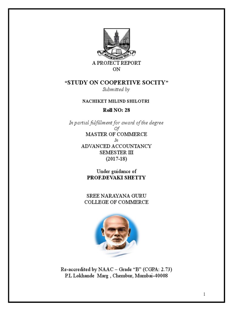 Study on Cooperative Societies | PDF | Cooperative | Reserve Bank Of India