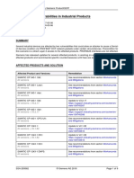 SSA-293562: Vulnerabilities in Industrial Products: Affected Product and Versions Remediation