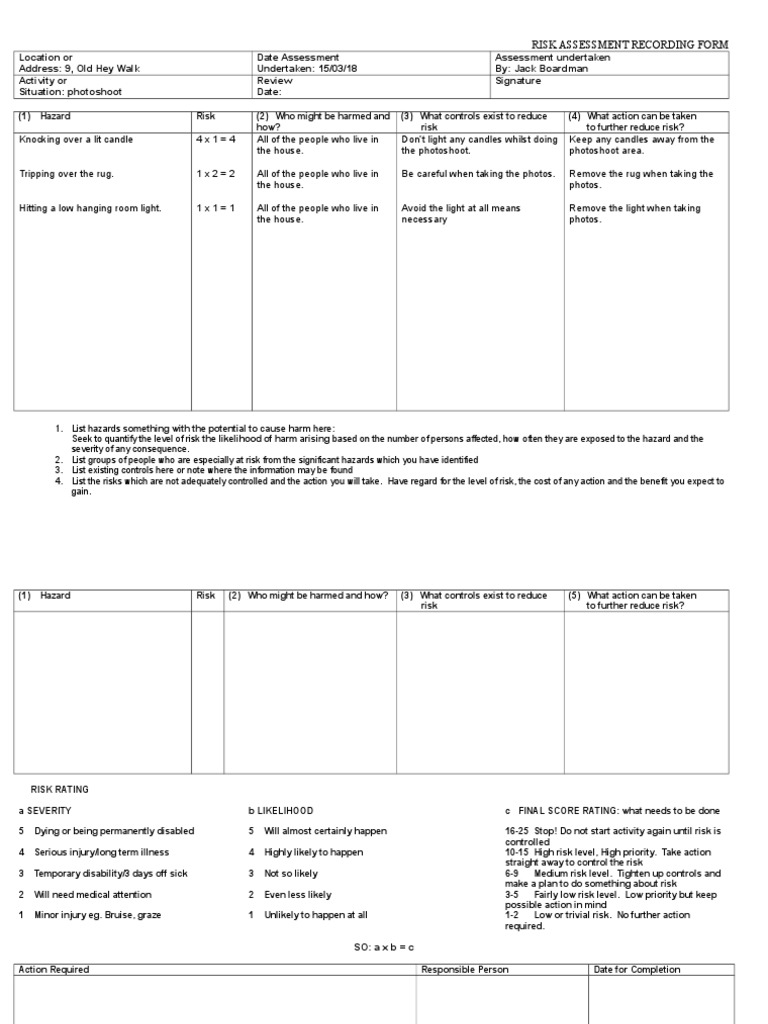 Living Room Hazard Risk Assessment | PDF | Risk Assessment | Risk