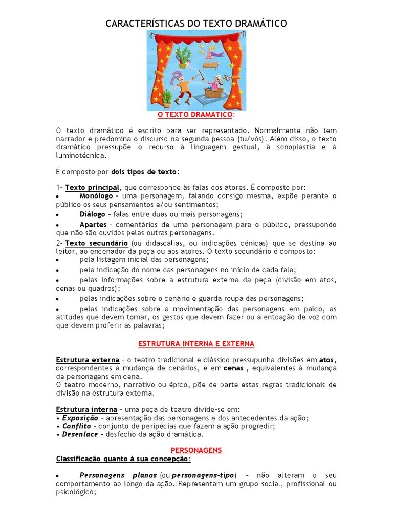 Características Do Texto Dramático | PDF | Ator | Tempo