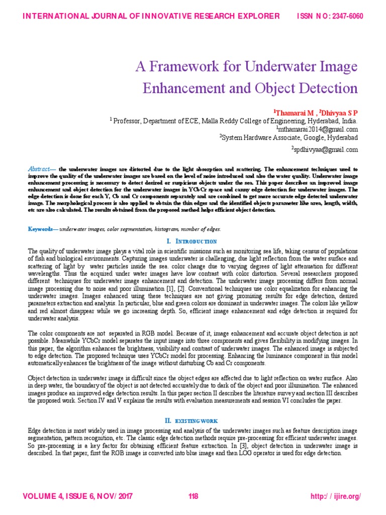 Underwater Image Enhancement Techniques | PDF | Image Segmentation | Vision
