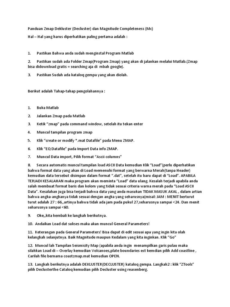 Panduan Dekluster Zmap di Matlab | PDF | Komputer | Teknologi & Rekayasa