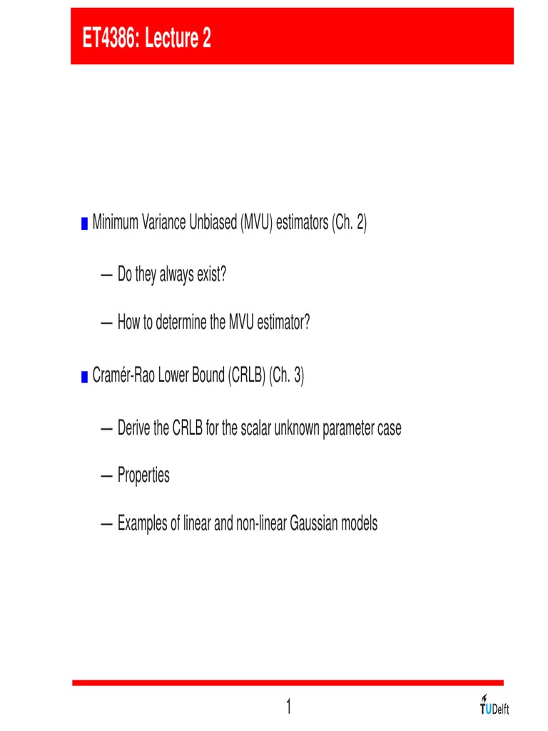 MVU Estimators and CRLB Explained | PDF | Estimator | Mean Squared Error