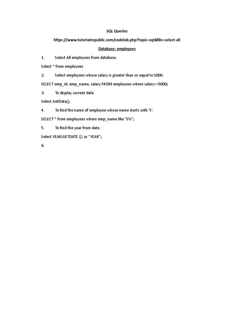 Essential SQL Queries for Employee Data | PDF | Business
