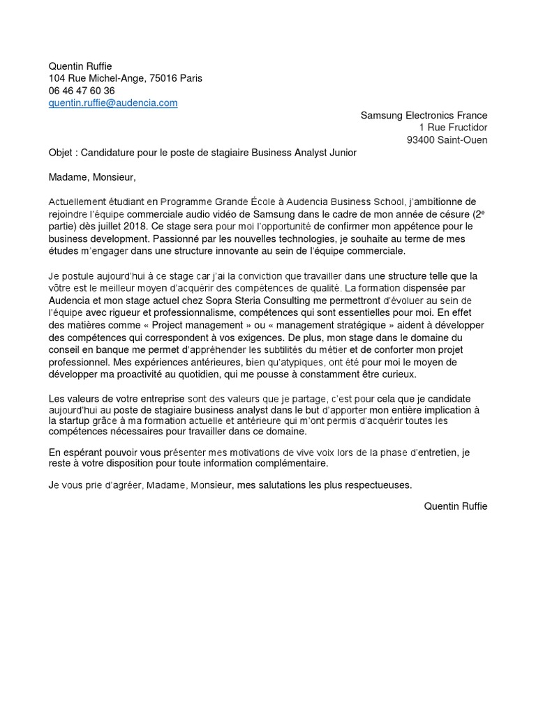 Lettre De Motivation Junior Consultant
