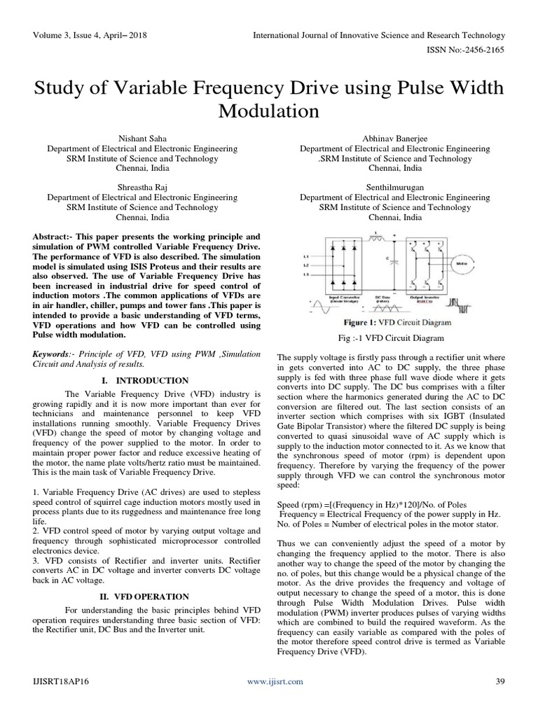 Study of Variable Frequency Drive Using Pulse Width Modulation | PDF ...