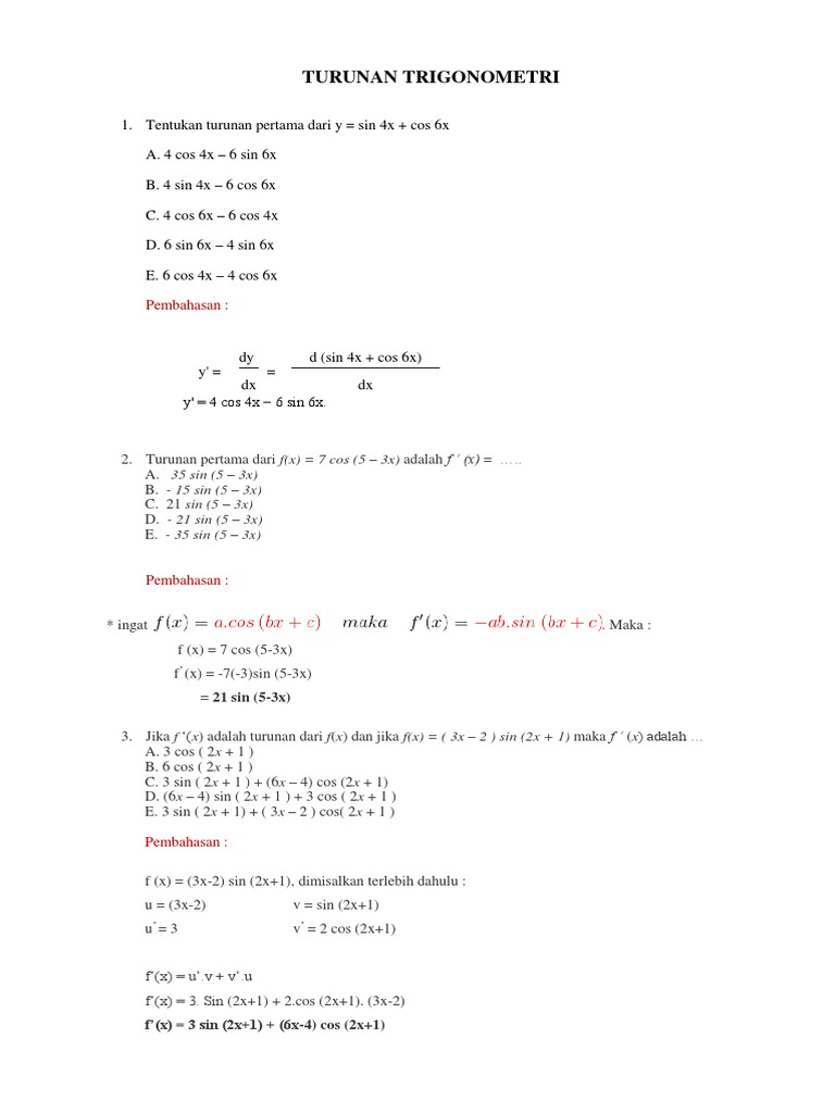 Turunan Trigonometri Pdf