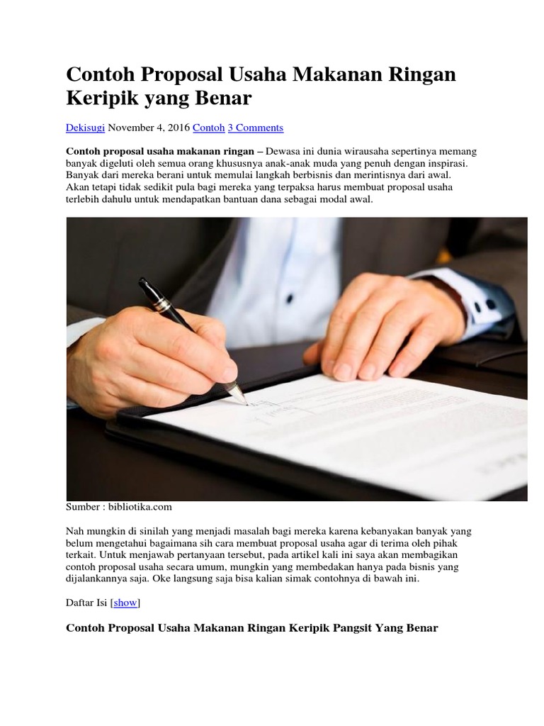 Contoh Proposal Usaha Makanan Ringan Keripik Yang Benar Docx