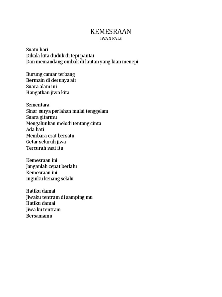 Lirik Kemesraan