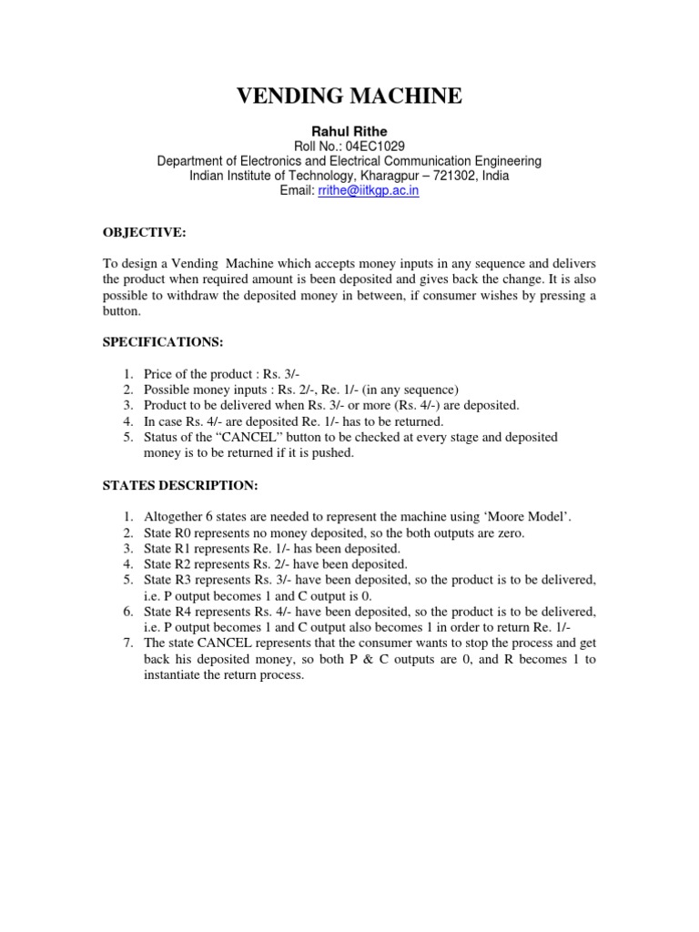 Vending Machine | PDF | Field Programmable Gate Array | Software ...