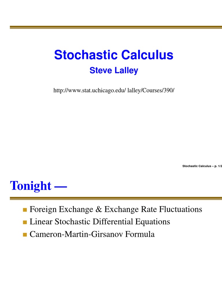 Stochastic Models for Currency Exchange | PDF | Stochastic Differential ...