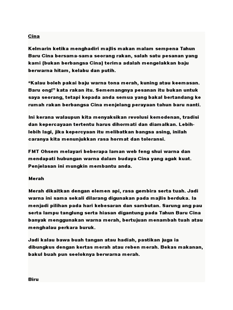 Makna Warna Cina Melayu Dan India