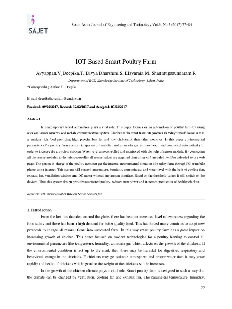 IoT-Enabled Smart Poultry Farm System | PDF | Sensor | Wireless Sensor ...