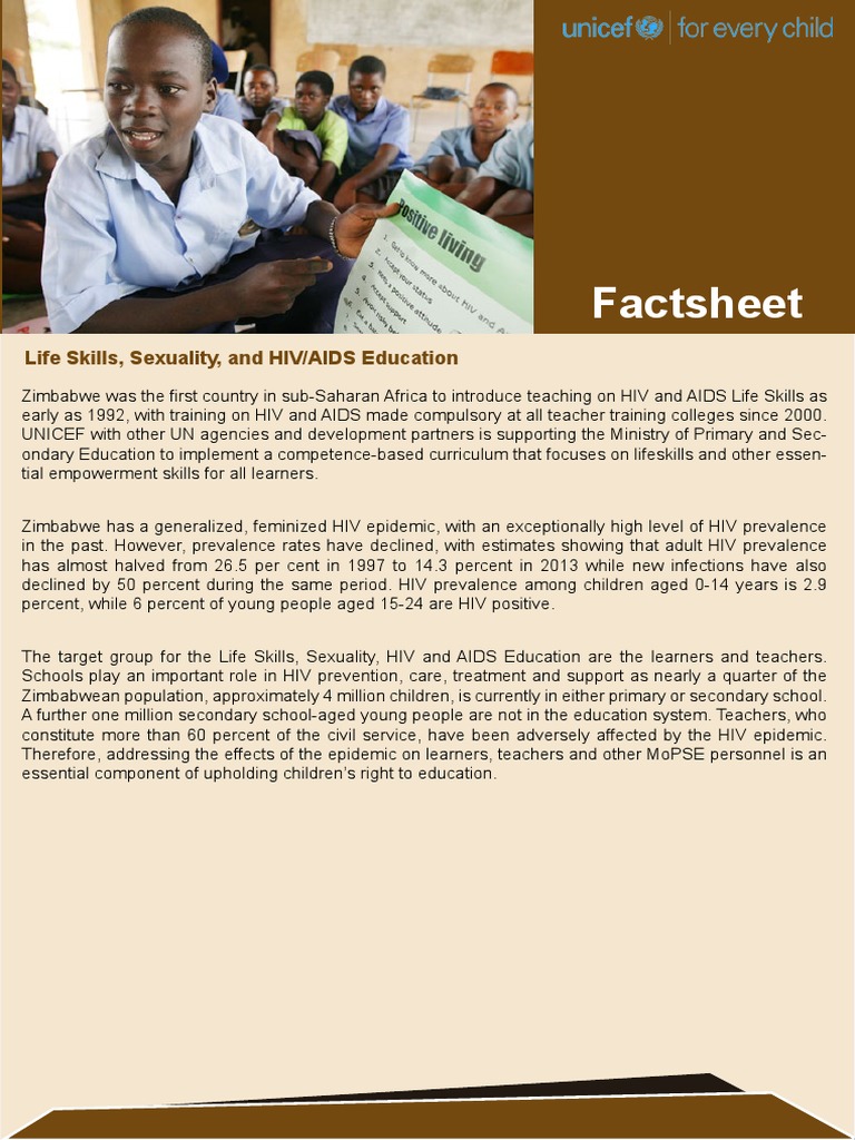 Factsheet: Life Skills, Sexuality, and HIV/AIDS Education | PDF ...