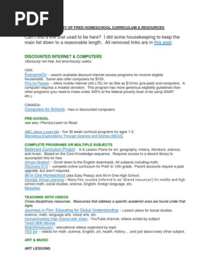 Directory of Free Homeschool Curriculum