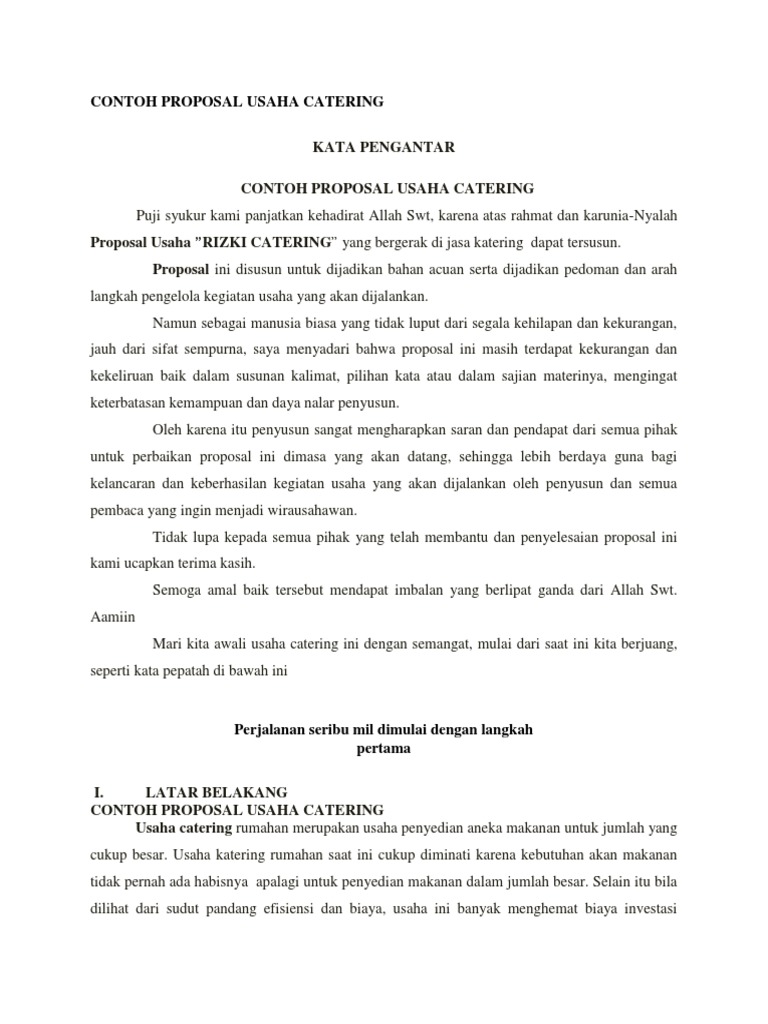 Contoh Proposal Usaha Catering Pdf