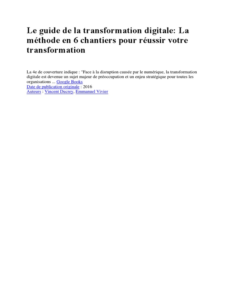 Guide pratique de la transformation digitale | PDF