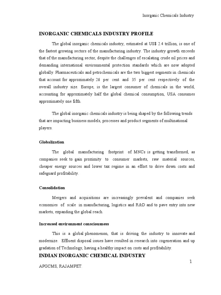 Industry Analysis Report Chemicals Industry PDF Chemical Industry Sodium Hydroxide