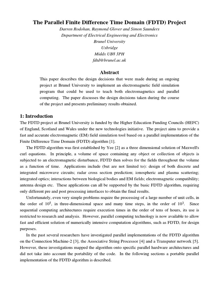 Parallel FDTD Algorithm Implementation | PDF | Computational ...