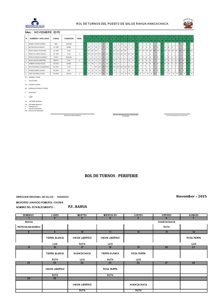 Rol de Turno Noviembre PDF