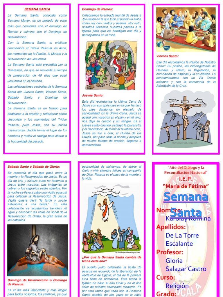 Triptico de Semana Santa PDF Pascua de Resurrección La