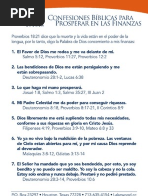 Confesiones Bíblicas Para Prosperar En Finanzas