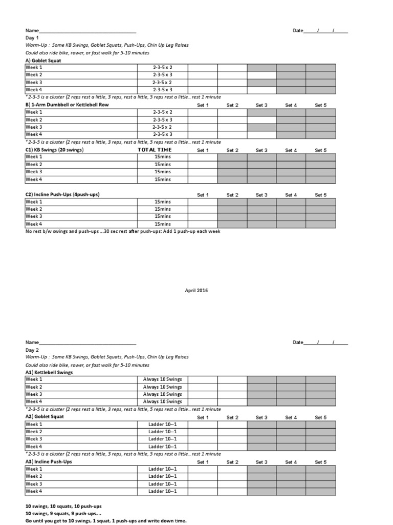A Four Week Strength and Conditioning Program Utilizing Kettlebells
