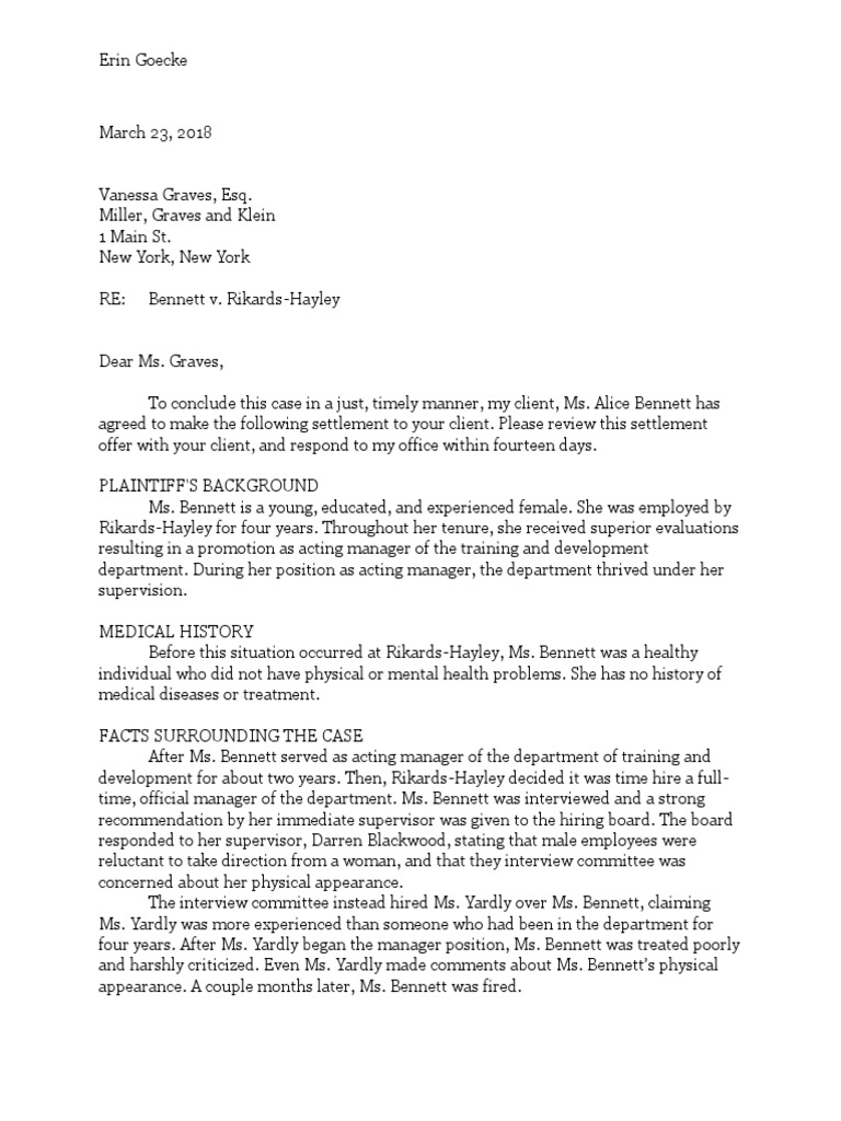 settlement-letter-damages-common-law