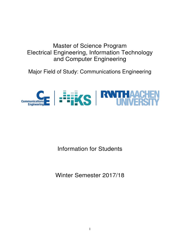 Handbook Communications Engineering Thesis Internship