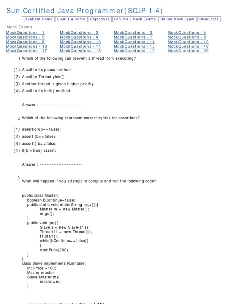 Java mock tests for SCJP | Method (Computer Programming) | Variable ...