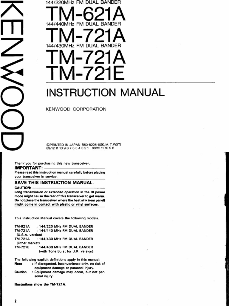 Kenwood TM-621 - 721A Instruction Manual | PDF | Computers