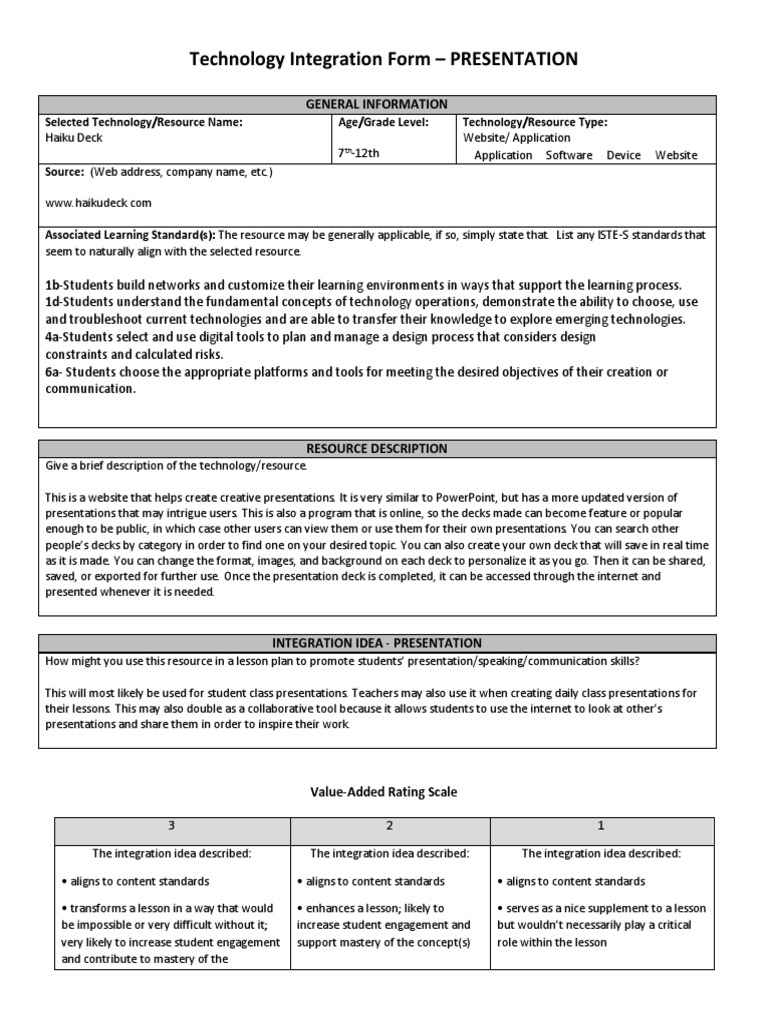 Technology Integration Template Presentation PDF Websites Change
