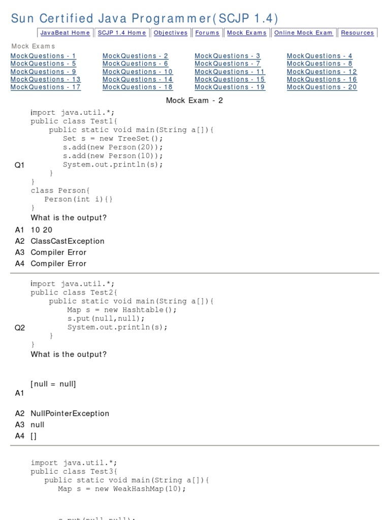 Java mock tests for SCJP | String (Computer Science) | Software Engineering