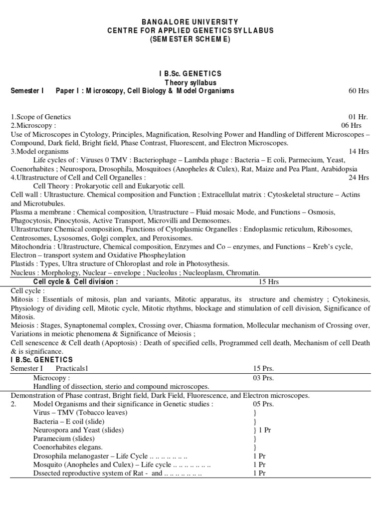 B.SC Genetics Syllabus | PDF | Genetics | Molecular Cloning