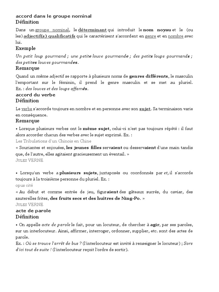 Les Accords Dans Le Groupe Nominal 6ème Exercices Pdf Accord Dans Le Groupe Nominal | PDF | Nature (grammaire) | Nom (grammaire)