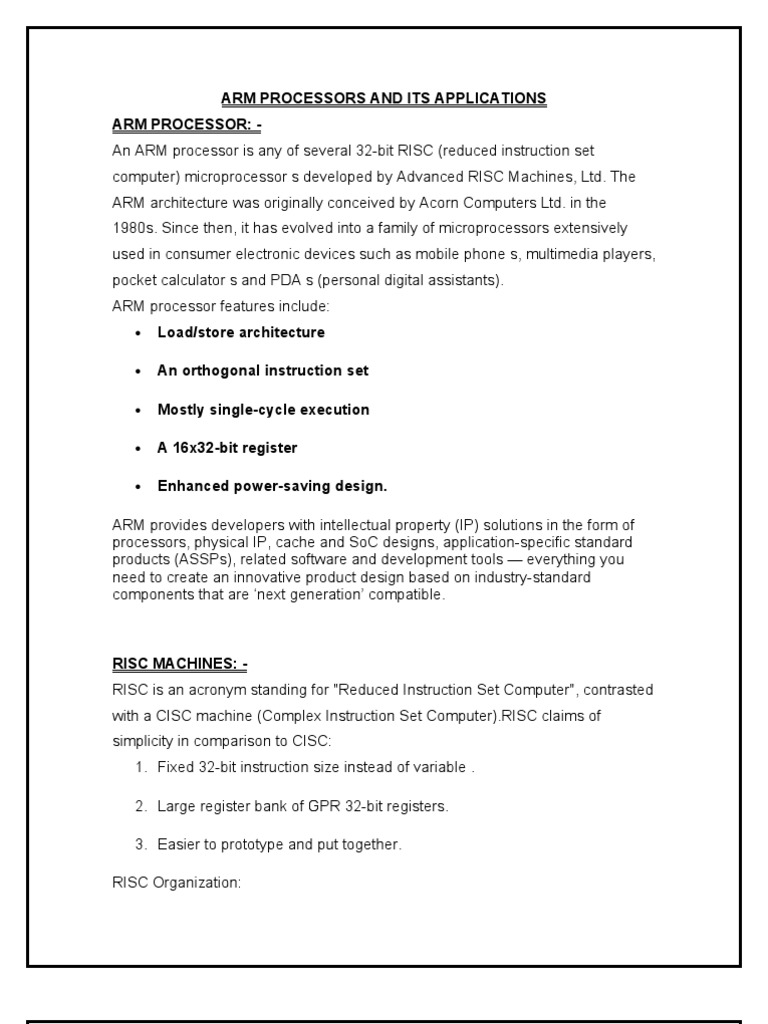 Arm Processor PDF Arm Architecture Cpu Cache